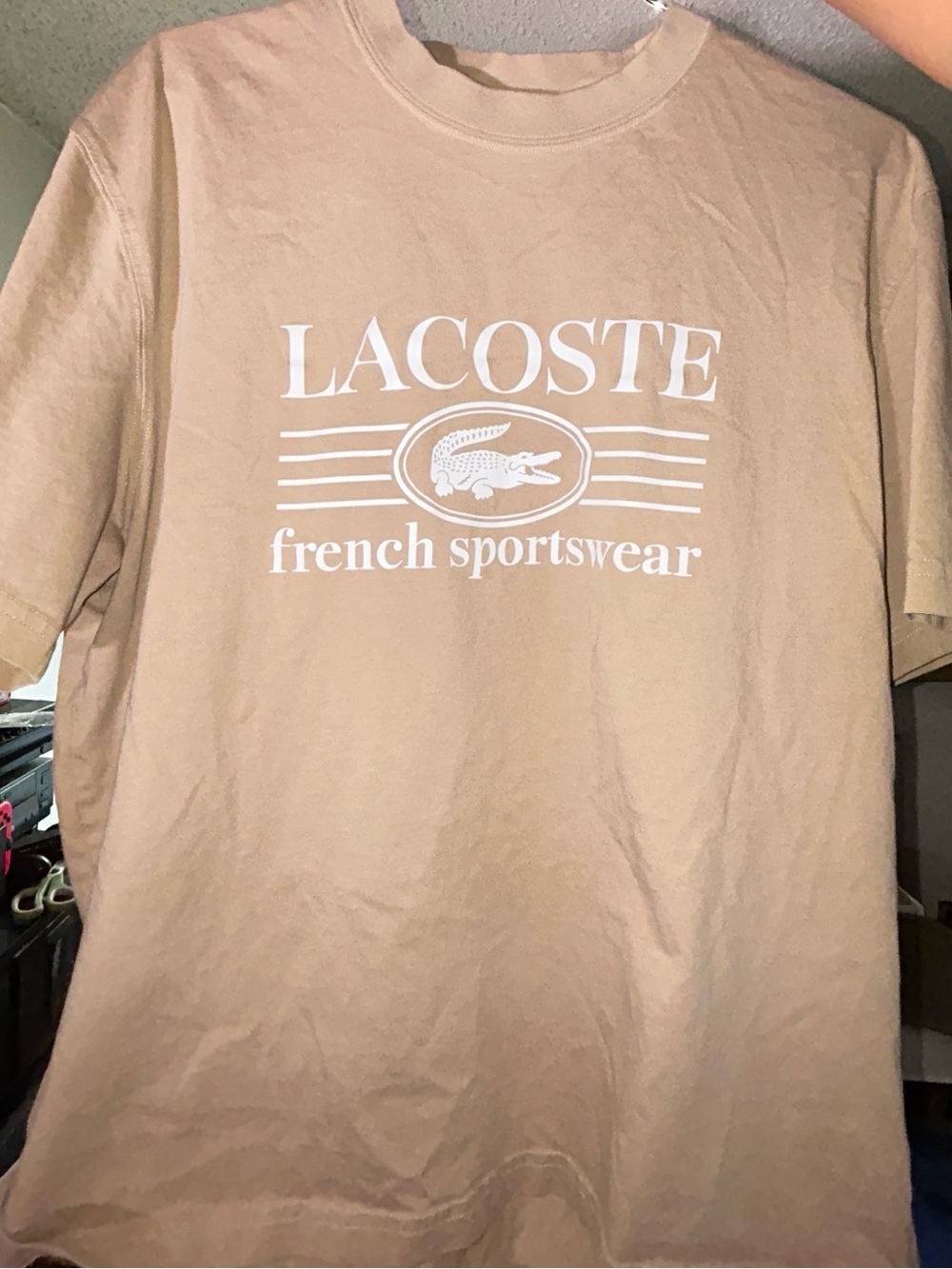 Lacoste Men's Khaki Short Sleeve Logo Tee